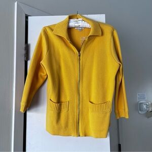 Linea by Louis Dell’Olio Women’s Yellow Zip Front Knit Cardigan Sweater Sz M